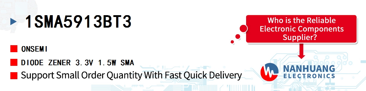 1SMA5913BT3 onsemi DIODE ZENER 3.3V 1.5W SMA