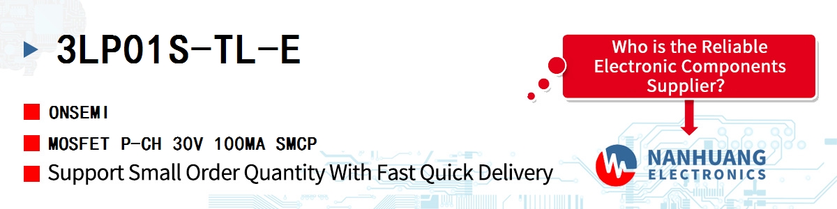 3LP01S-TL-E onsemi MOSFET P-CH 30V 100MA SMCP