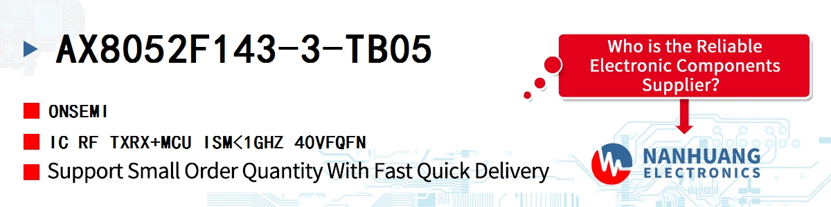 AX8052F143-3-TB05 onsemi IC RF TXRX+MCU ISM<1GHZ 40VFQFN