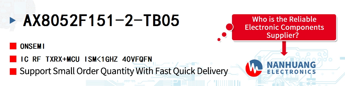 AX8052F151-2-TB05 onsemi IC RF TXRX+MCU ISM<1GHZ 40VFQFN
