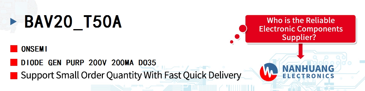 BAV20_T50A onsemi DIODE GEN PURP 200V 200MA DO35