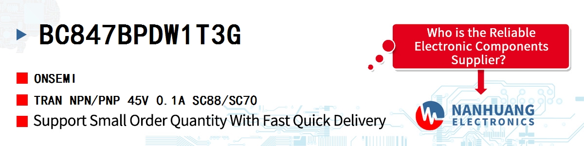 BC847BPDW1T3G onsemi TRAN NPN/PNP 45V 0.1A SC88/SC70