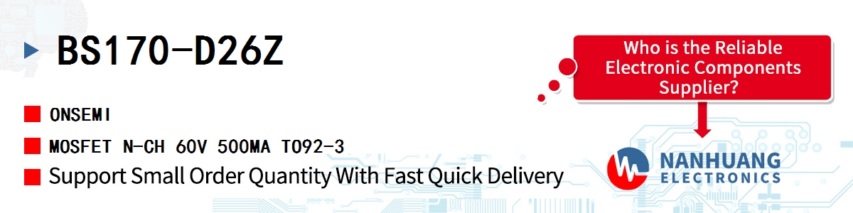 BS170-D26Z onsemi MOSFET N-CH 60V 500MA TO92-3