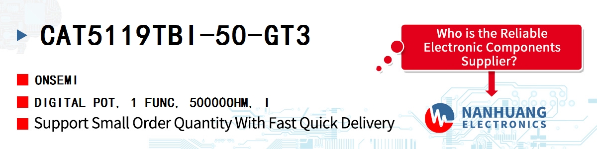 CAT5119TBI-50-GT3 onsemi DIGITAL POT, 1 FUNC, 50000OHM, I