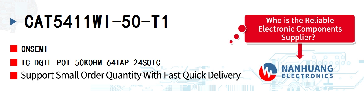 CAT5411WI-50-T1 onsemi IC DGTL POT 50KOHM 64TAP 24SOIC