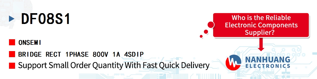 DF08S1 onsemi BRIDGE RECT 1PHASE 800V 1A 4SDIP