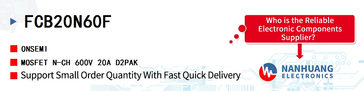 FCB20N60F onsemi MOSFET N-CH 600V 20A D2PAK