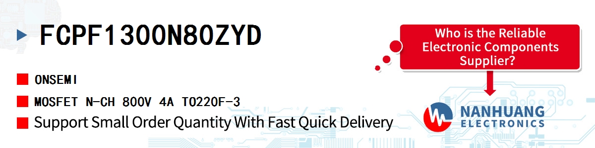 FCPF1300N80ZYD onsemi MOSFET N-CH 800V 4A TO220F-3