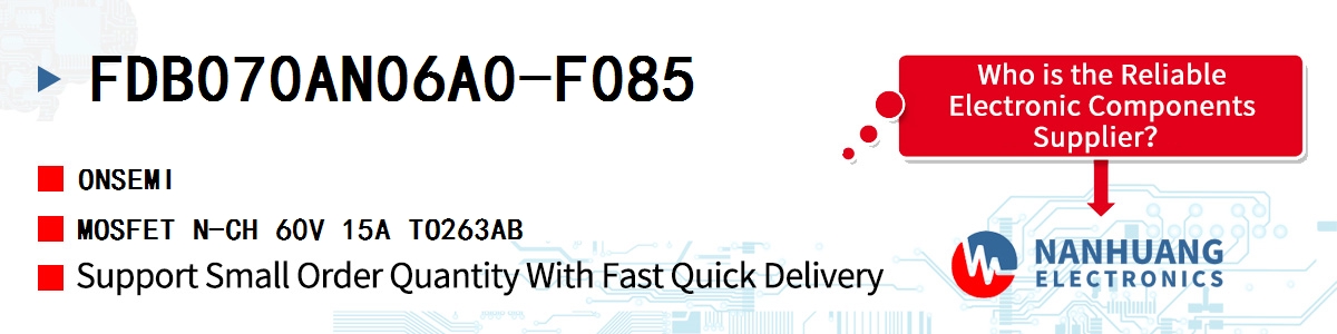FDB070AN06A0-F085 onsemi MOSFET N-CH 60V 15A TO263AB
