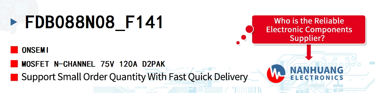 FDB088N08_F141 onsemi MOSFET N-CHANNEL 75V 120A D2PAK