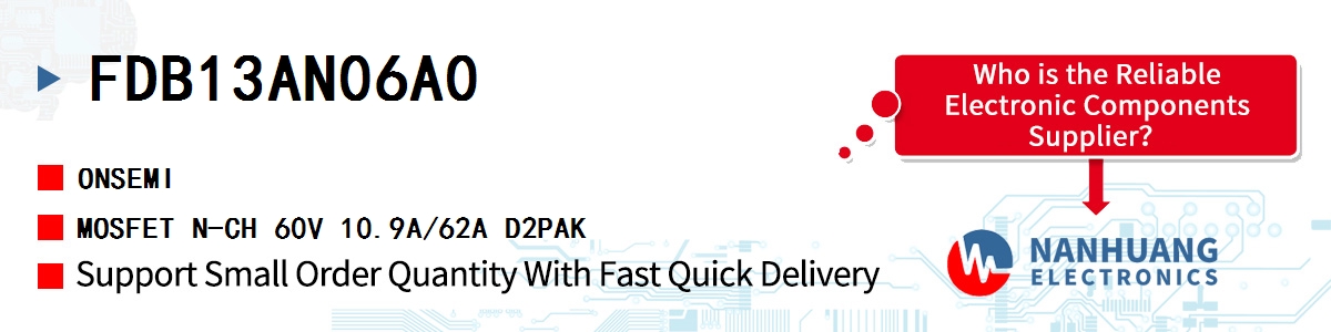 FDB13AN06A0 onsemi MOSFET N-CH 60V 10.9A/62A D2PAK