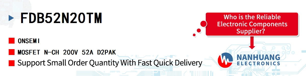 FDB52N20TM onsemi MOSFET N-CH 200V 52A D2PAK