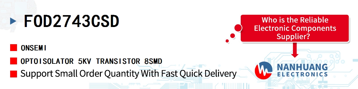 FOD2743CSD onsemi OPTOISOLATOR 5KV TRANSISTOR 8SMD