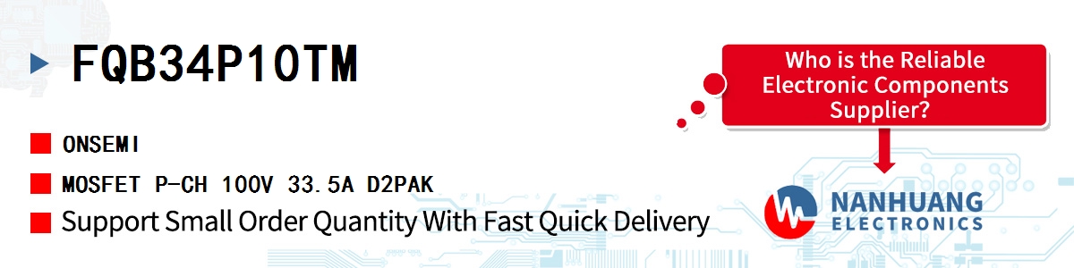 FQB34P10TM onsemi MOSFET P-CH 100V 33.5A D2PAK