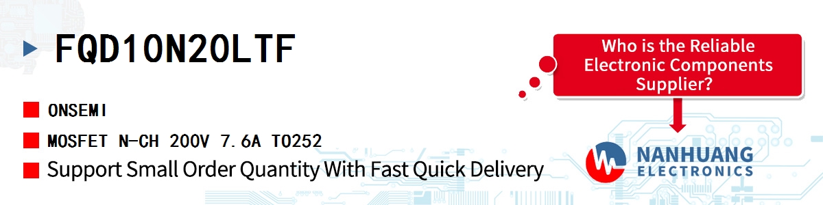 FQD10N20LTF onsemi MOSFET N-CH 200V 7.6A TO252