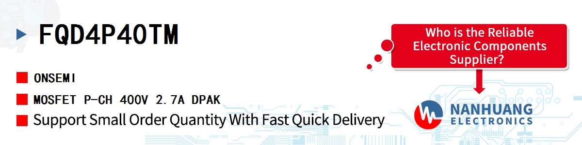 FQD4P40TM onsemi MOSFET P-CH 400V 2.7A DPAK