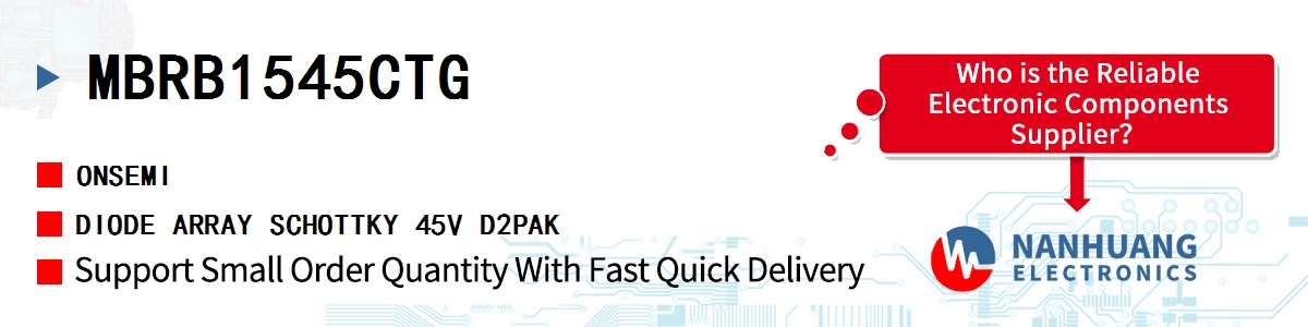 MBRB1545CTG onsemi DIODE ARRAY SCHOTTKY 45V D2PAK