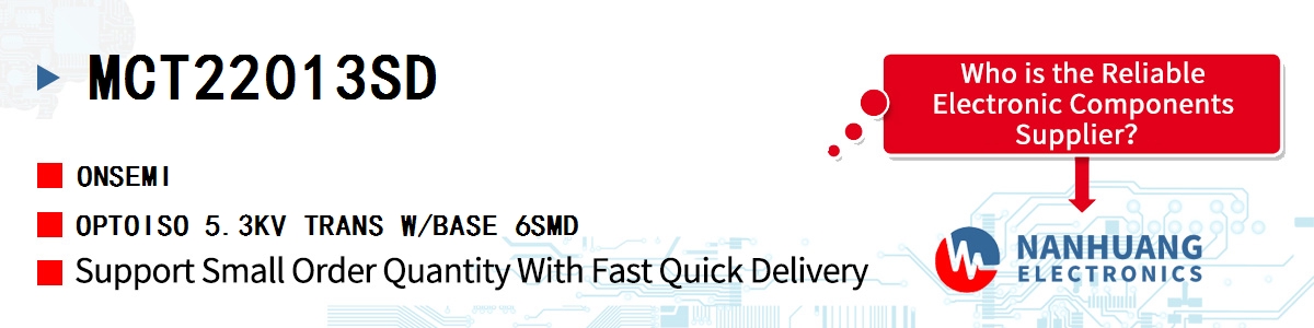 MCT22013SD onsemi OPTOISO 5.3KV TRANS W/BASE 6SMD