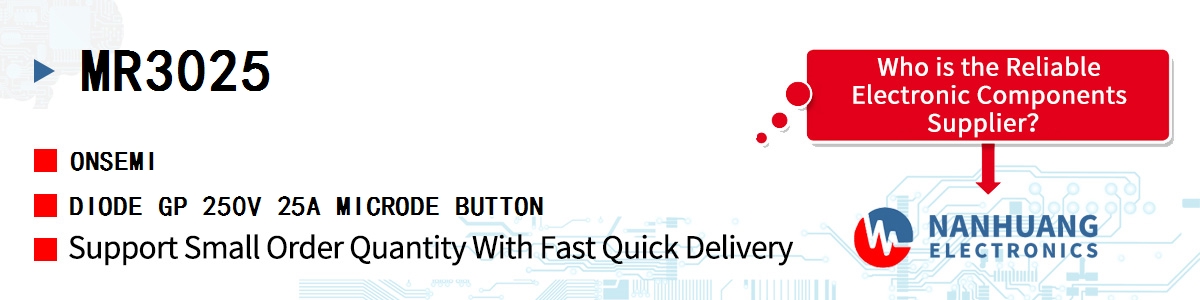 MR3025 onsemi DIODE GP 250V 25A MICRODE BUTTON