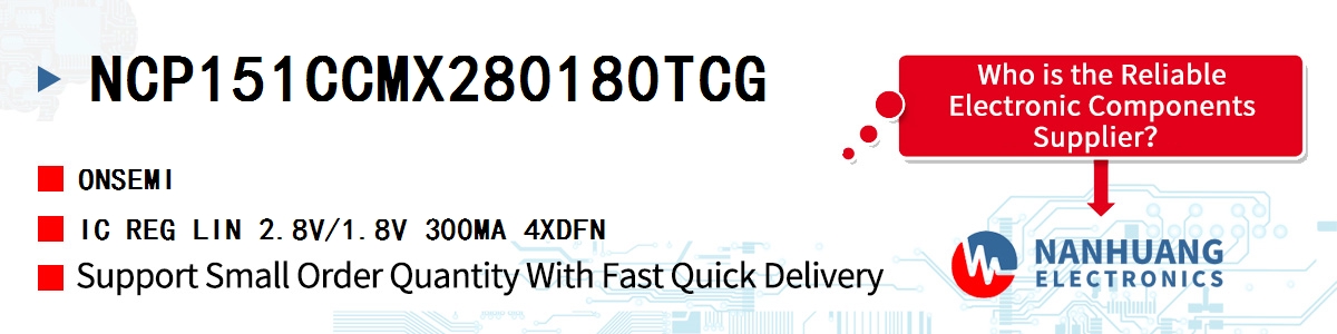 NCP151CCMX280180TCG onsemi IC REG LIN 2.8V/1.8V 300MA 4XDFN