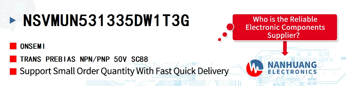 NSVMUN531335DW1T3G onsemi TRANS PREBIAS NPN/PNP 50V SC88