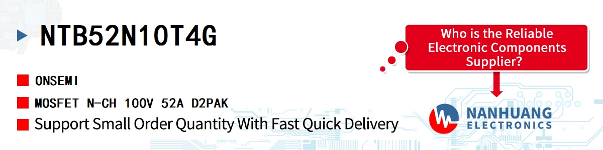 NTB52N10T4G onsemi MOSFET N-CH 100V 52A D2PAK