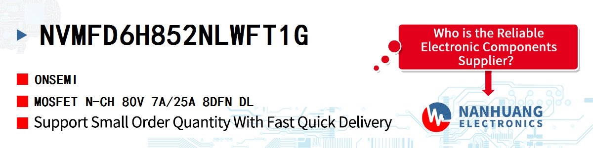 NVMFD6H852NLWFT1G onsemi MOSFET N-CH 80V 7A/25A 8DFN DL