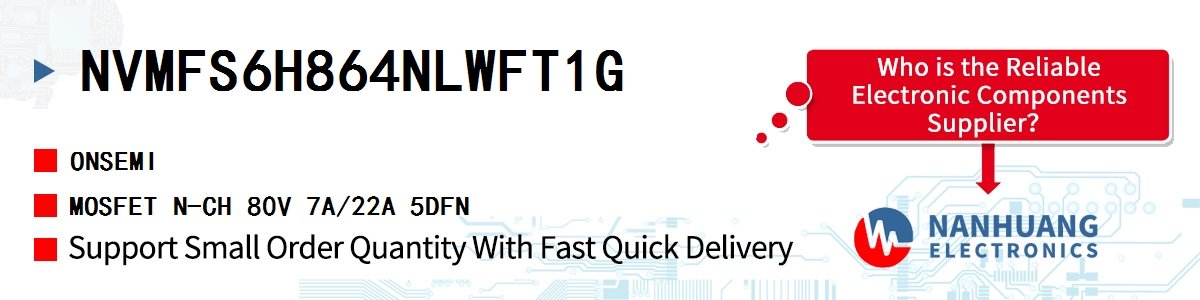 NVMFS6H864NLWFT1G onsemi MOSFET N-CH 80V 7A/22A 5DFN