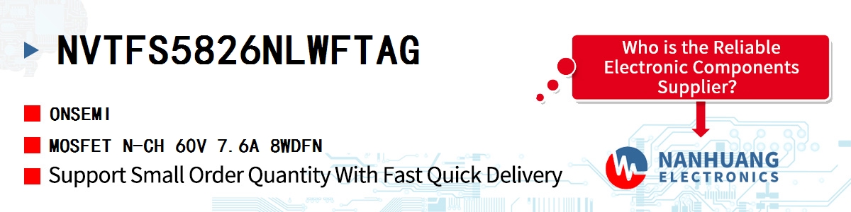 NVTFS5826NLWFTAG onsemi MOSFET N-CH 60V 7.6A 8WDFN