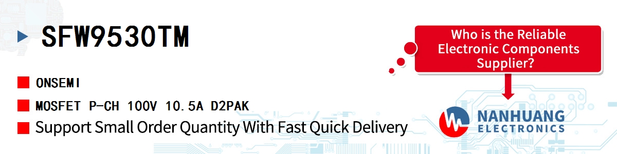 SFW9530TM onsemi MOSFET P-CH 100V 10.5A D2PAK